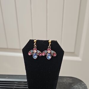 Handmade Pink and Blue Gemstone Earrings